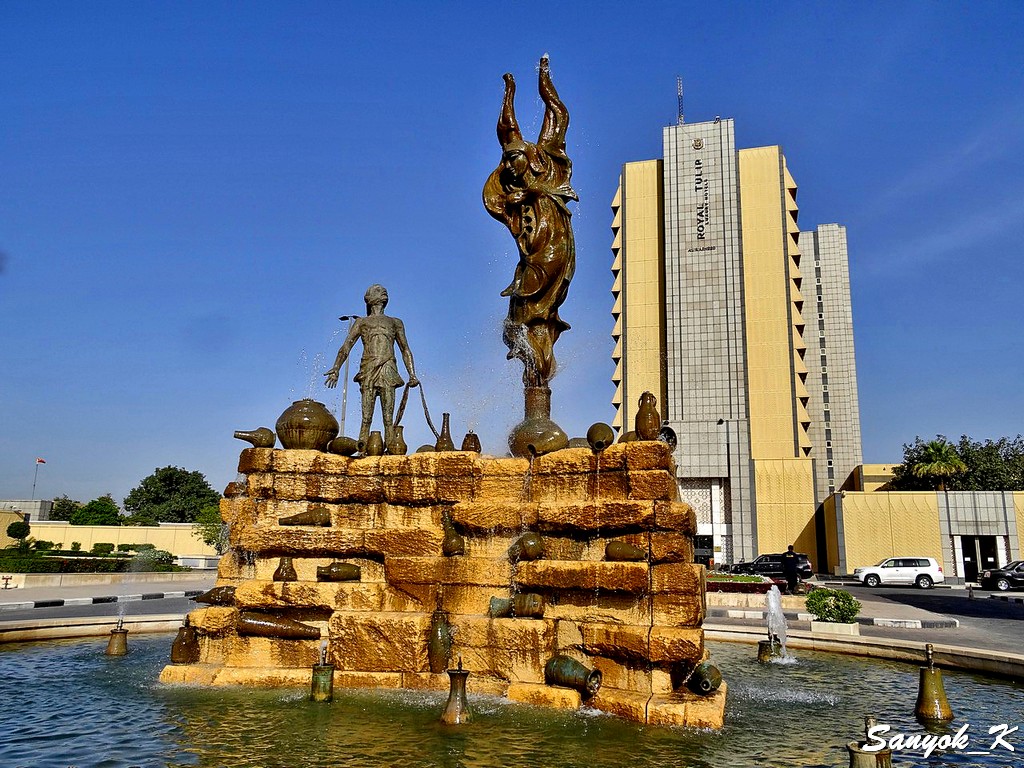 102 Baghdad Green zone Fairy and Fisherman fountain Багдад Фонтан Рыбак и джинн